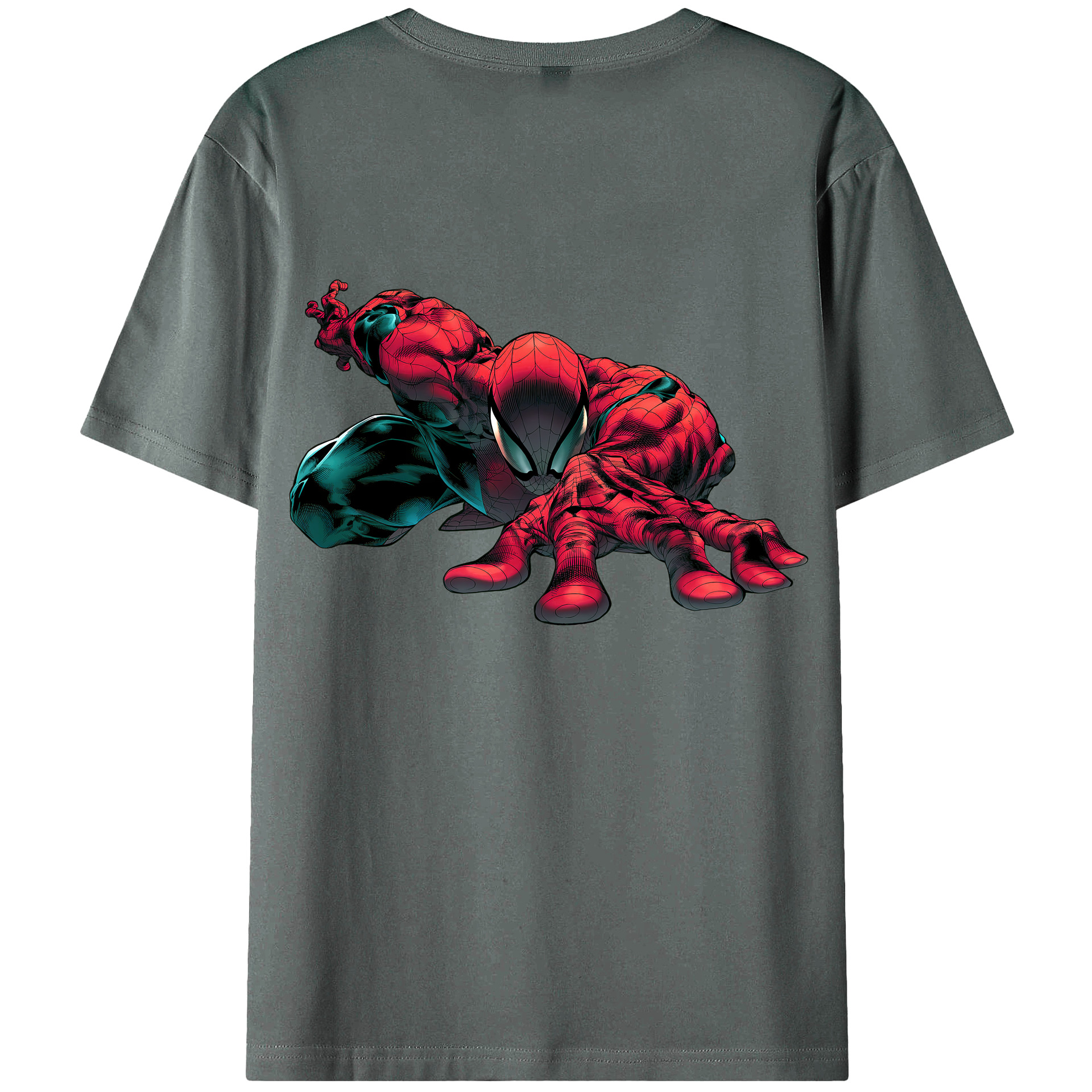 （画像用） Spider Man スパイダーマン 綿100％ メンズ半袖Tシャツ（バックプリント） 通気性